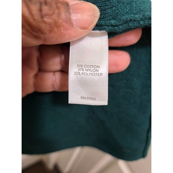 J.Jill Womens Open Front Teal Cardigan Sweater 2X Cotton Blend Ribbed Knit Long - Picture 7 of 8